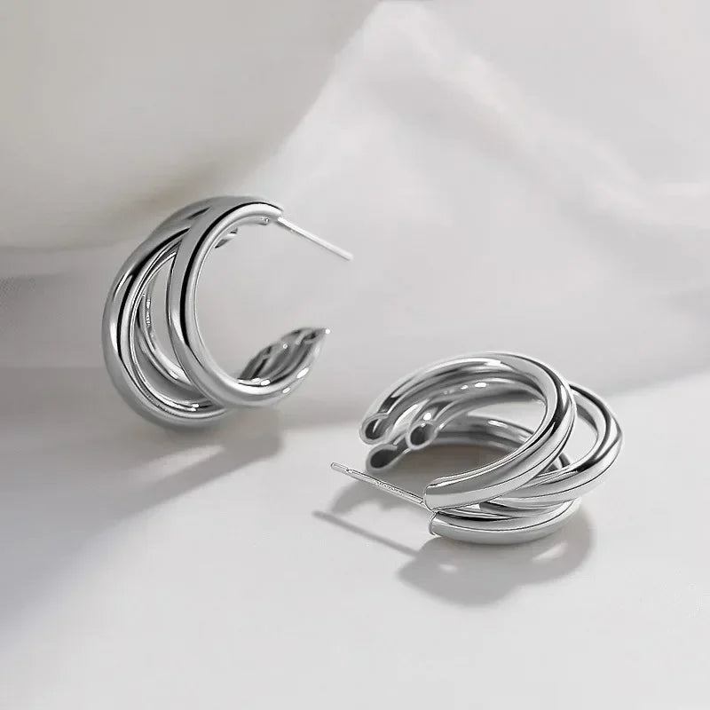 Vintage C-Shaped Hoop Earrings for Women