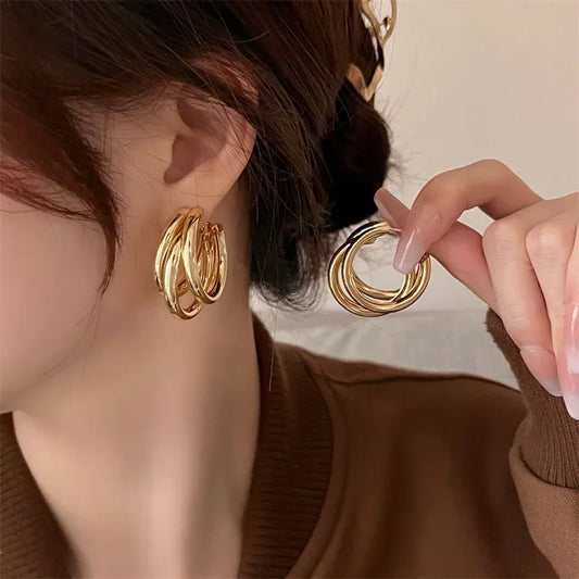 Vintage C-Shaped Hoop Earrings for Women