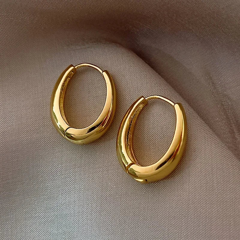 Vintage C-Shaped Hoop Earrings for Women