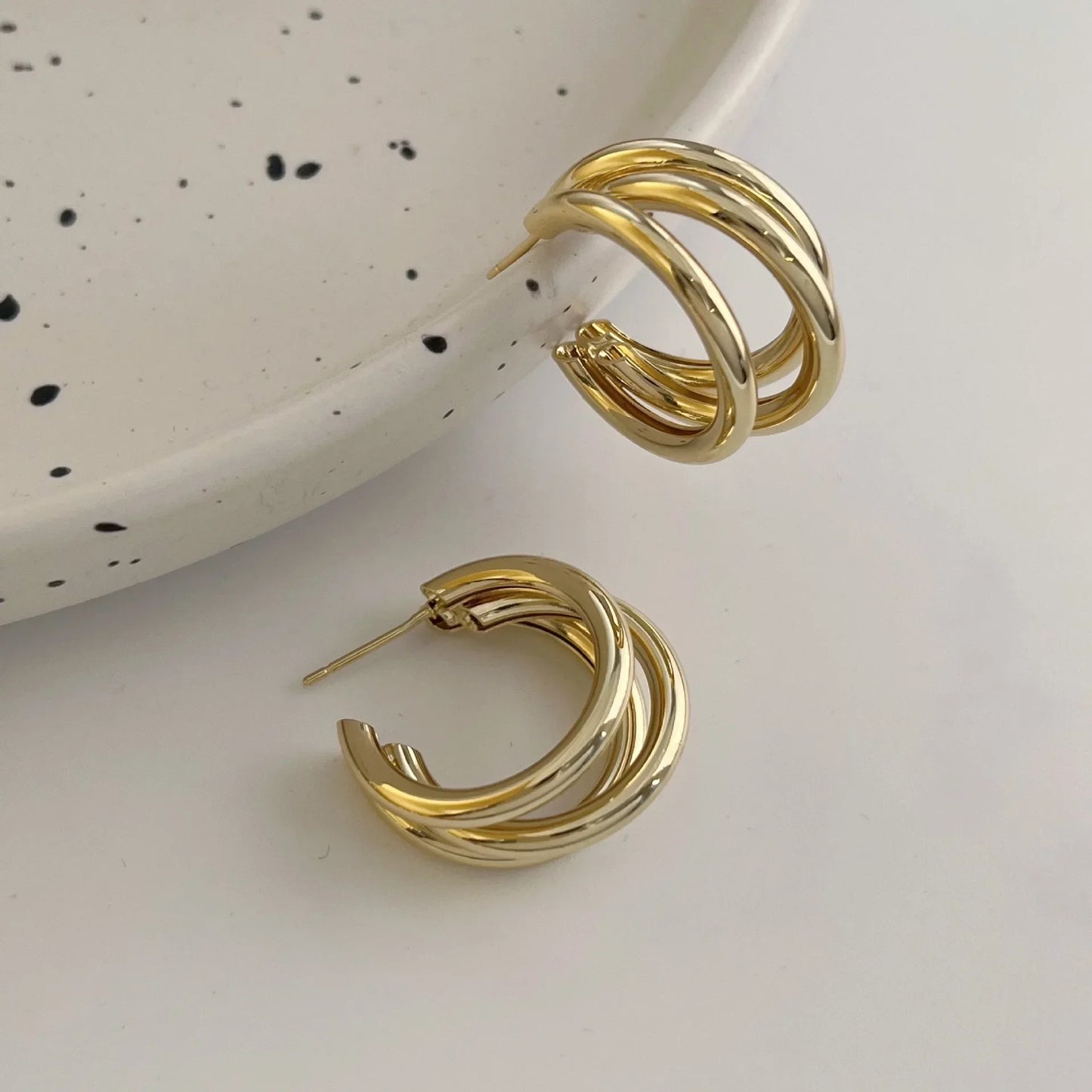 Vintage C-Shaped Hoop Earrings for Women