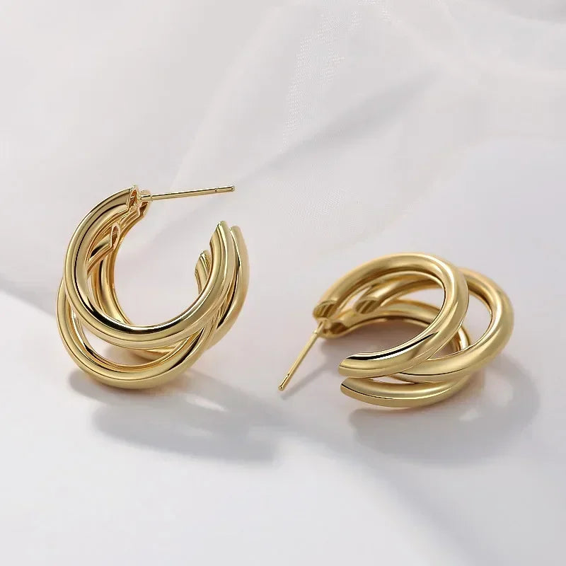 Vintage C-Shaped Hoop Earrings for Women