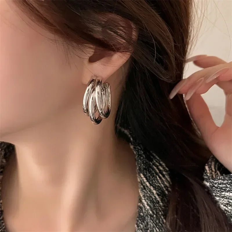 Vintage C-Shaped Hoop Earrings for Women